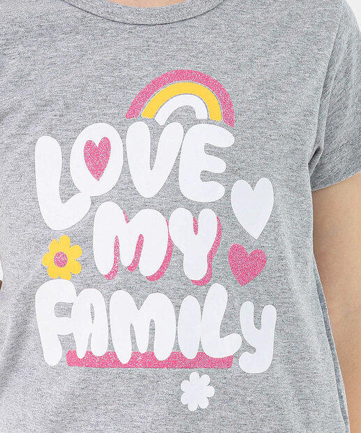 Blusa Infantil Manga Curta Marisa Tam 4 a 10 Cinza