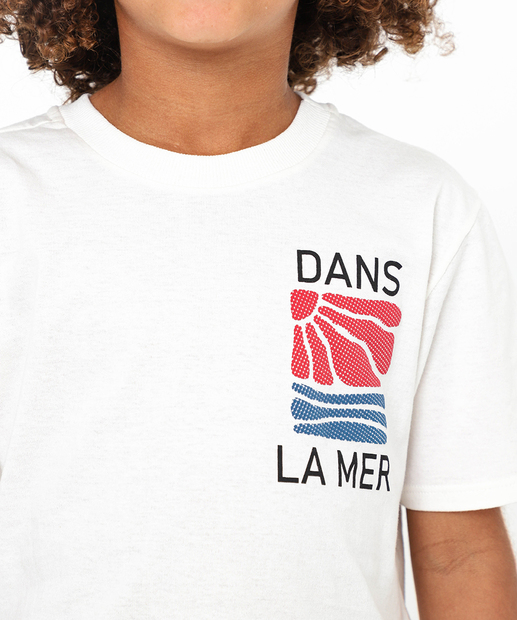 Camiseta Infantil Estampa MR Tam 4 a 10 Off White