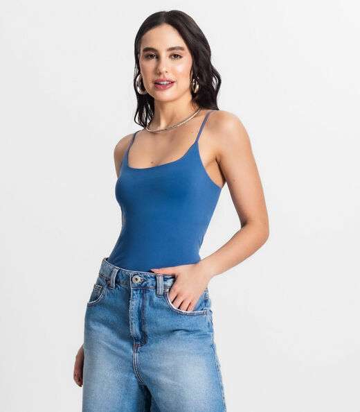 Image_Blusa Feminina De Alça Poliamida Style Box Azul