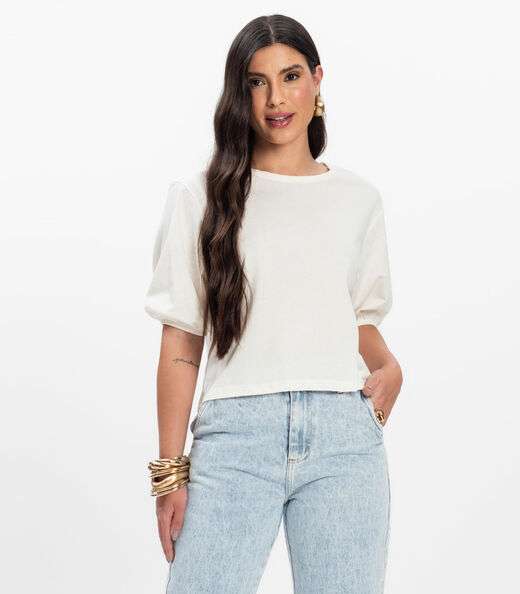 Image_Blusa Manga Camponesa Feminina Rovitex Bege