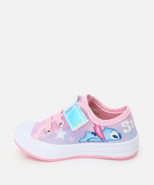 Tênis Infantil Casual Stitch Velcro Rosa