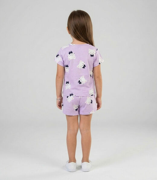 Pijama Infantil Feminino Blusa E Short Select Roxo