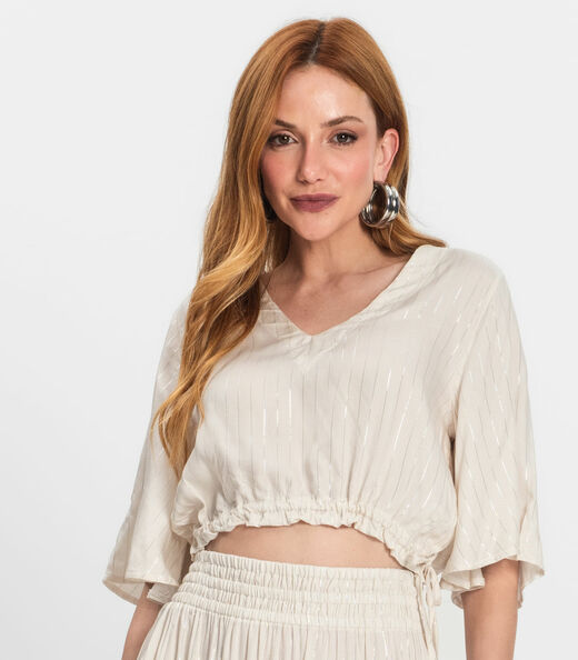 Blusa Feminina Manga 3/4 Endless Bege