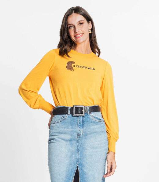 Blusa Feminina Manga Longa Rovitex Amarelo