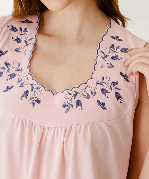 Pijama Feminino Bordado Marisa Rosa