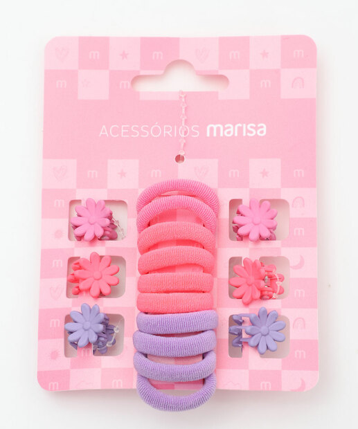 Image_Kit 16 Peças Presilhas E Elásticos De Cabelo Infantil Marisa Roxo