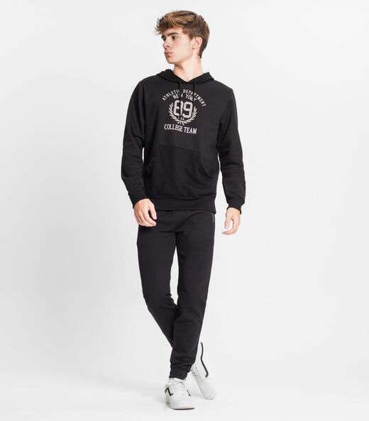 Blusão Com Capuz Juvenil Masculino Moletom Minty Preto