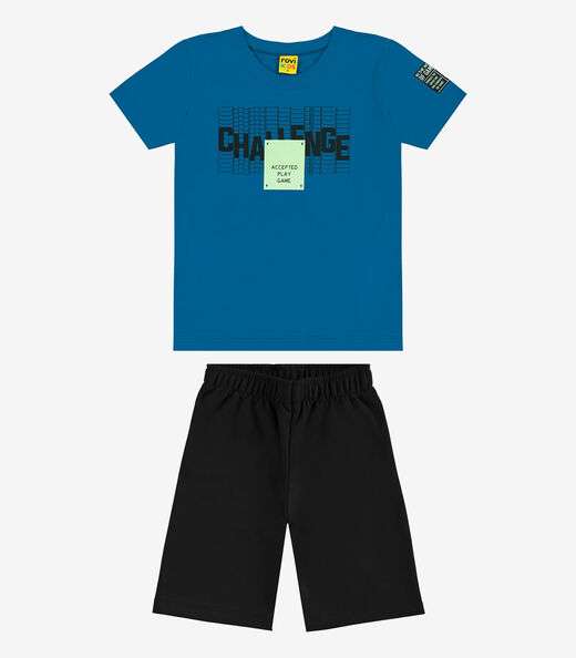 Conjunto Infantil Camiseta Com Bermuda Rovi kids Azul