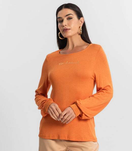 Blusa Manga Longa Tricot Endlles Laranja