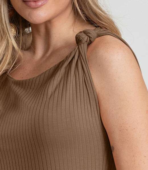 Vestido Midi Canelado Dianna Marrom