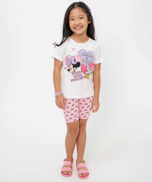 Blusa Infantil Minnie E Margarida Disney Tam 4 a 10 Off White