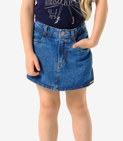 Shorts Saia Infantil Jeans Trick Nick Azul