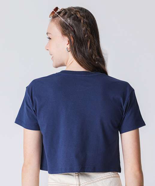 Blusa Juvenil Cropped Estampado Marisa Tam 10 a 16 Azul