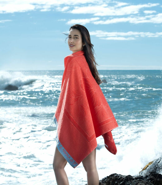 Toalha de Praia Jaquard Fio Penteado Atlântica Laranja