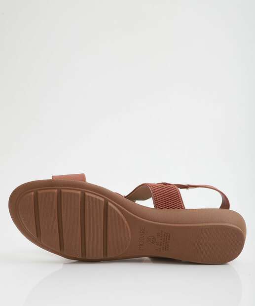 Sandália Feminina Rasteira Pedras Modare Caramelo