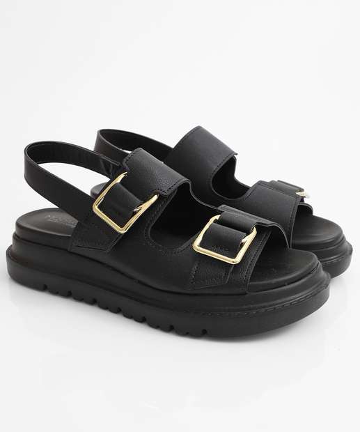 Sandália Flatform Feminina Fivela Modare Preto