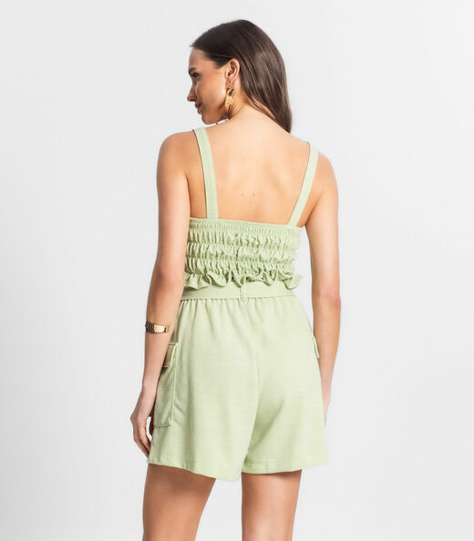 Conjunto Feminino Cropped Com Shorts Endless Verde