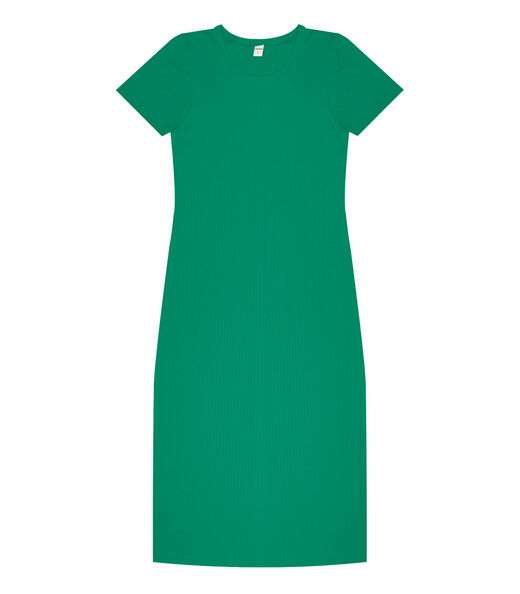 Vestido Midi Ribana Canelada Básico Rovitex Verde
