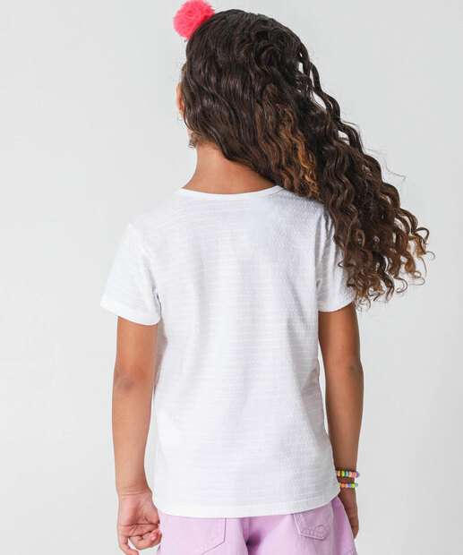 Camiseta Infantil Textura Paetês Marisa Tam 4 a 10 Off White