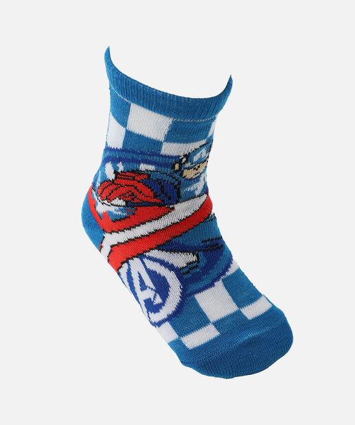 Kit 2 Meias Infantil Estampa Capitão América Marvel Azul