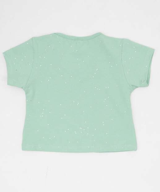 Blusa Infantil Cropped Glitter Manga Curta Tam 4 a 10