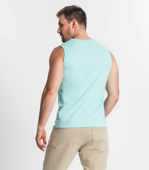 Regata Masculina Básico Meia Malha Diametro Azul