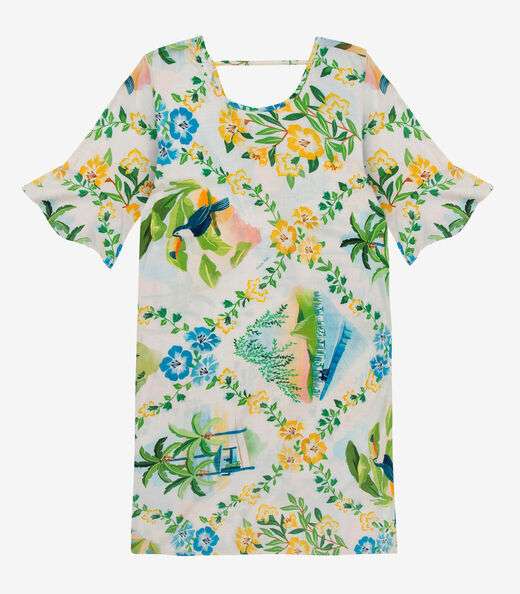 Vestido Feminino Estampado Infinita Cor Bege