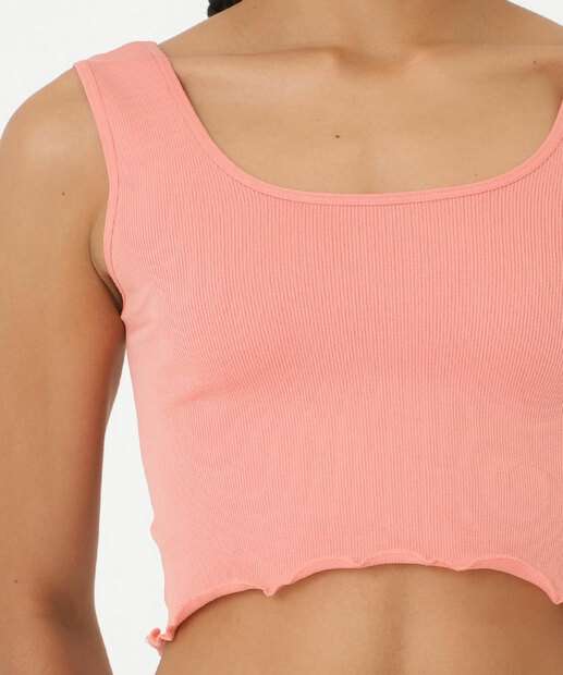 Blusa Regata Feminina Cropped Canelado Marisa