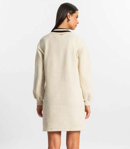 Vestido Feminino Moletom Rovitex Bege