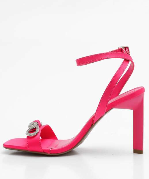 Sandália Salto Fino Feminina Laço Strass Bebecê