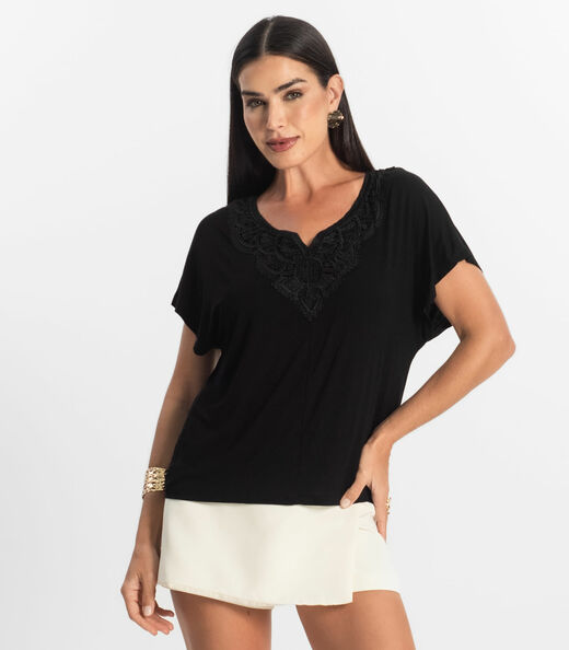 Image_Blusa Feminina Manga Curta Viscotorcion Select Preto