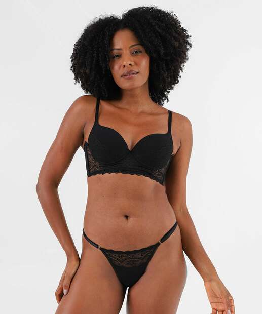 Sutiã Bra Top Recorte Renda Bojo Marisa Preto