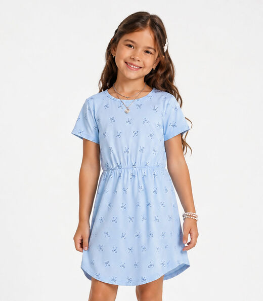 Image_Vestido Curto Infantil Estampado Select Azul