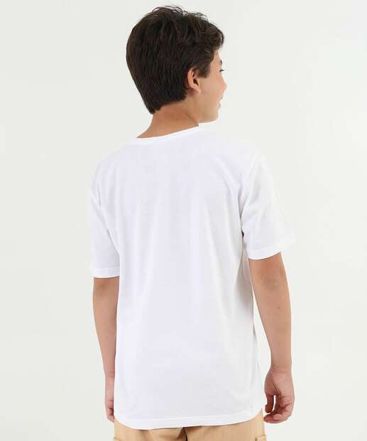 Camiseta Juvenil Estampa Sonic Tam 10 a 16 Off White