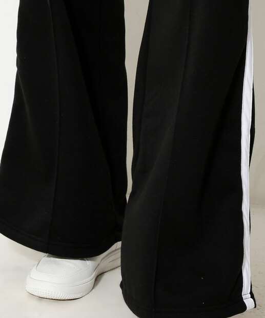 Calça Wide Leg Moletom Listras Feminina Marisa
