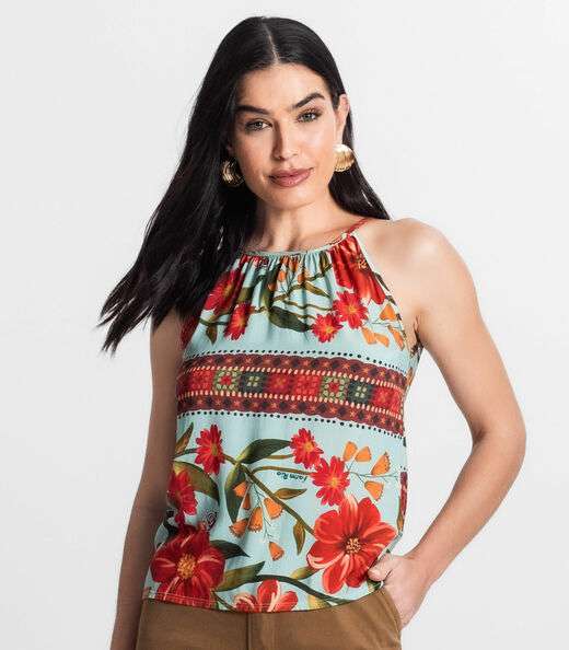 Blusa Feminina de Alça Infinita Cor Azul