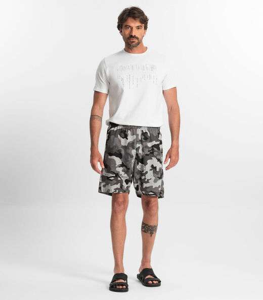 Bermuda Masculina Estampada Rovitex Cinza