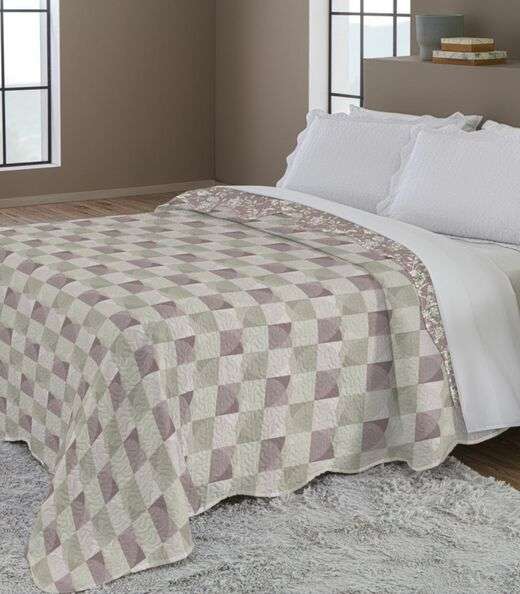 Colcha Dupla Face Casal 150 Fios Camesa Bege