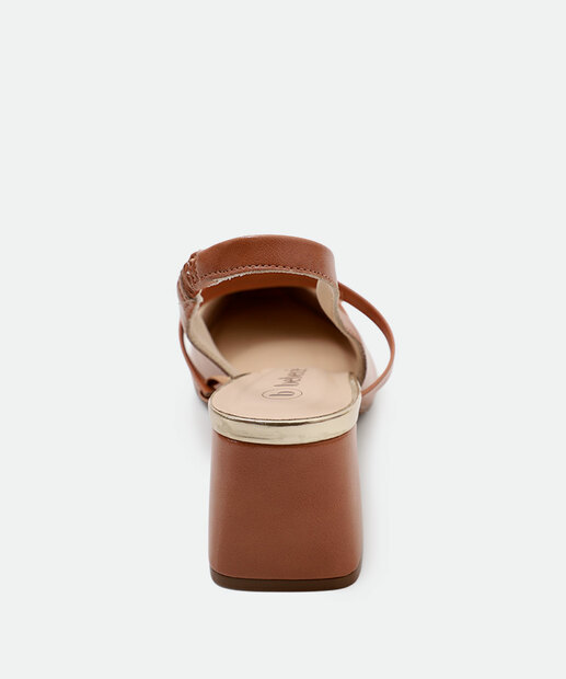 Scarpin Feminino Slingback Salto Grosso Bebecê Marrom