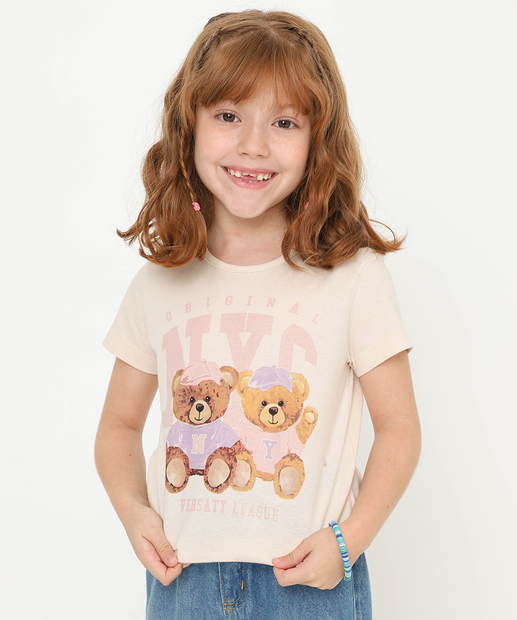Image_Blusa Infantil Manga Curta Estampa Urso Marisa Tam 4 a 10 Bege