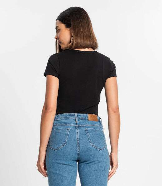 Blusa Feminina Cotton Leve Básica Rovitex Preto