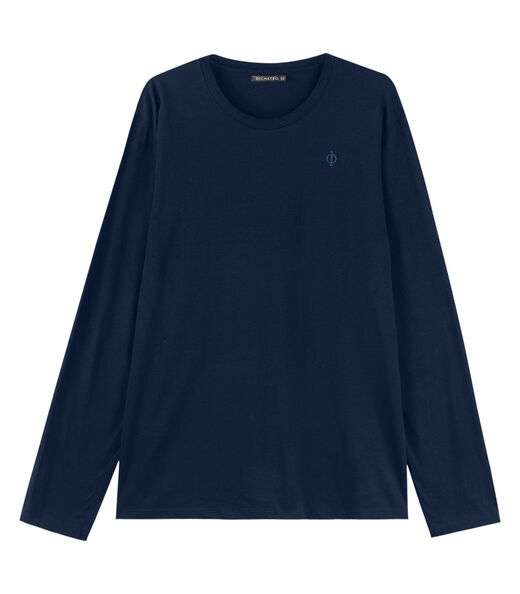 Camiseta Manga Longa Meia Malha Diametro Azul