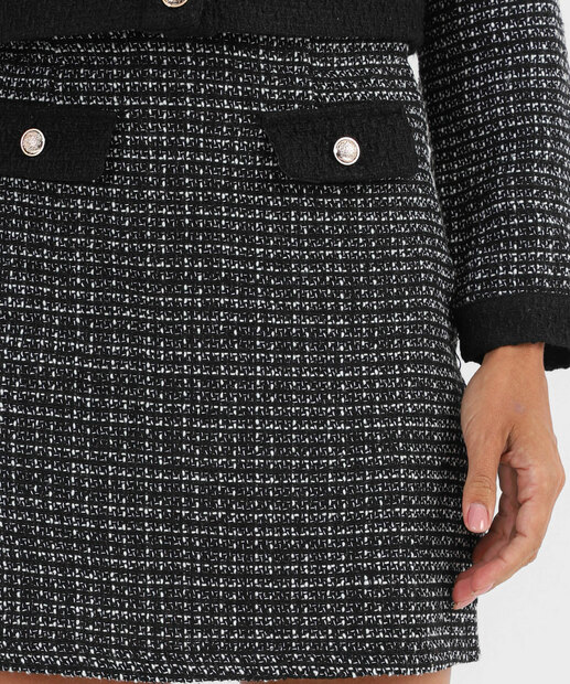 Mini Saia Feminina Tweed Textura Marisa Preto