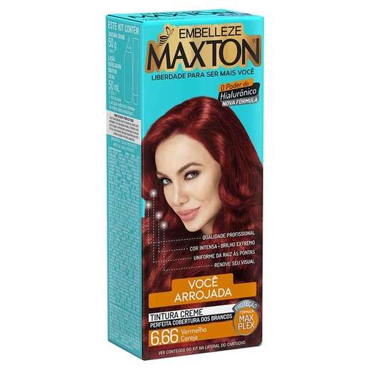 Image_Kit Prático Tintura Creme Maxton 6.66 Vermelho Cereja Embelleze