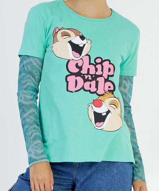 Blusa Feminina Tico E Teco Manga Curta Disney