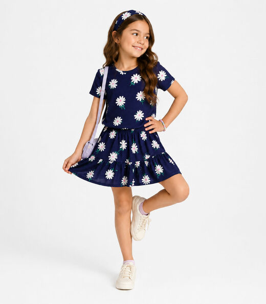 Conjunto Infantil Menina Saia e Blusa Select Azul