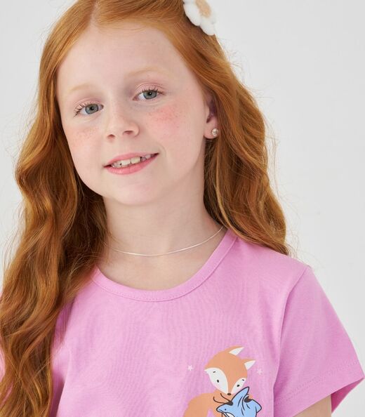 Pijama Curto Infantil Mensageira Da Paz Rosa