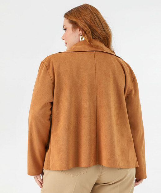 Jaqueta Plus Size Feminina Biker Suede Marisa Bege