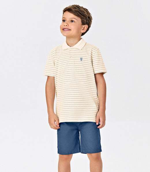 Conjunto Infantil Polo Com Bermuda Trick Nick Bege