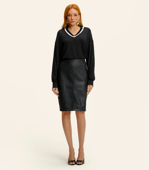 Blusão Feminino Decote V Molecotton Endless Preto